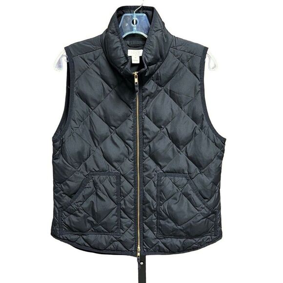 J. Crew Black Quilted Down Vest Size Medium - Picture 1 of 6